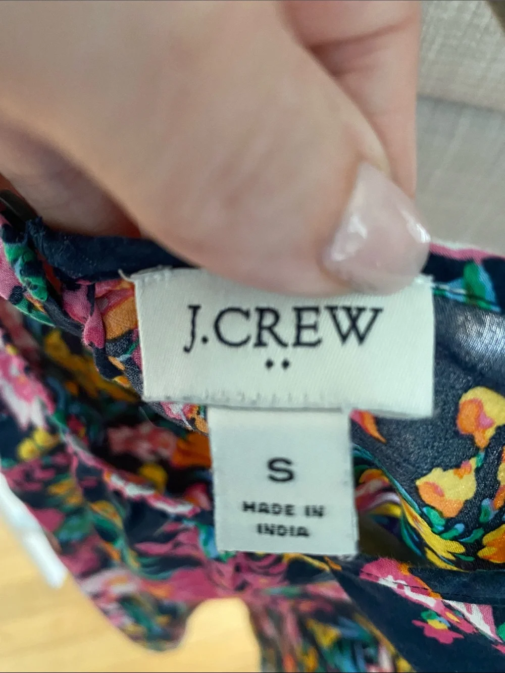 J. Crew Navy Floral Flutter Sleeve Blouse